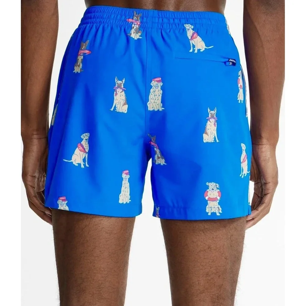 Chubbies Men's Swim Trunks Blue Lifeguard Dog Size S 5.5